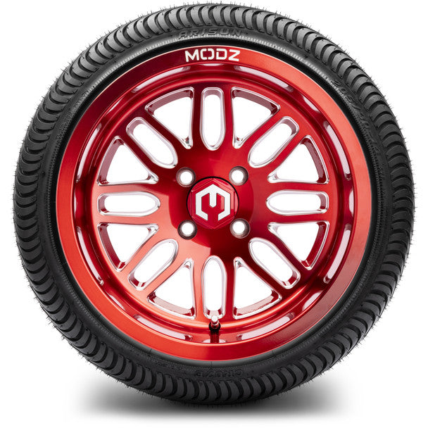 14" Mayhem Brushed Red with Ball Mill Wheels & Street Tires Combo MODZ