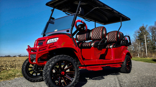 14" Mauler Glossy Black and Red with Ball Mill Wheels & Off-Road Tires Combo