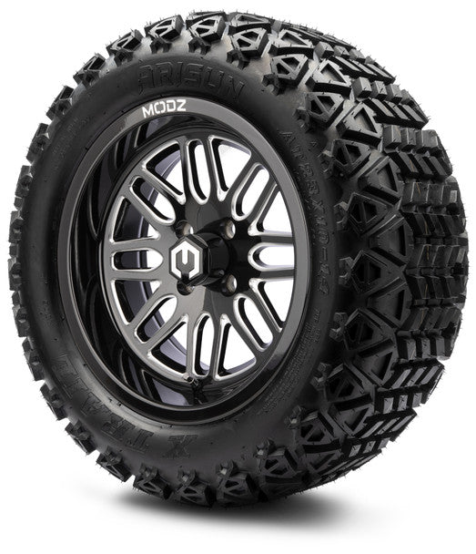 14" Mayhem Glossy Black with Ball Mill Wheels & Off-Road Tires Combo MODZ