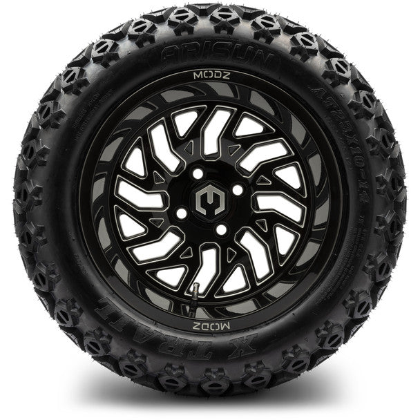 14" Carnage Glossy Black with Ball Mill Wheels & Off-Road Tires Combo MODZ