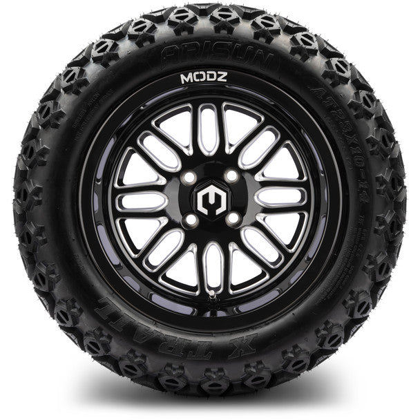 14" Mayhem Glossy Black with Ball Mill Wheels & Off-Road Tires Combo MODZ