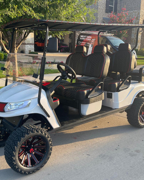 14" Mauler Glossy Black and Red with Ball Mill Wheels & Off-Road Tires Combo