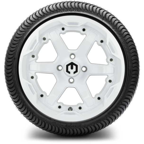 14" Gladiator Glossy White Wheels and Street Tires Combo MODZ