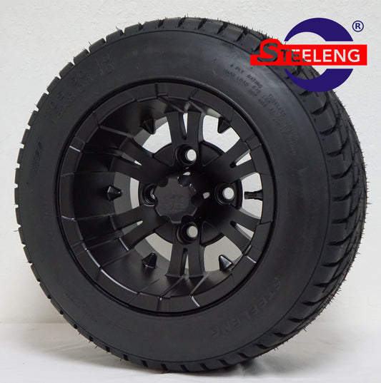 10"X7" MATT BLACK 'VAMPIRE' ALUMINUM ALLOY WHEELS / LOW PROFILE 205/50-10