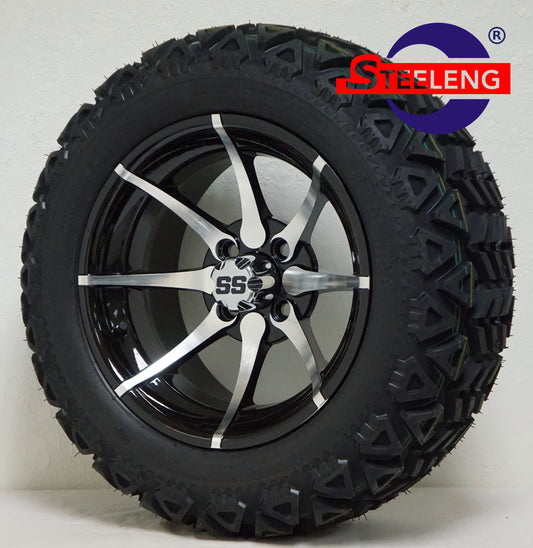 14"X7" MACHINED/BLACK 'KRAKEN' ALUMINUM ALLOY WHEELS / 23X10X14 ALL TERRAIN TIRE