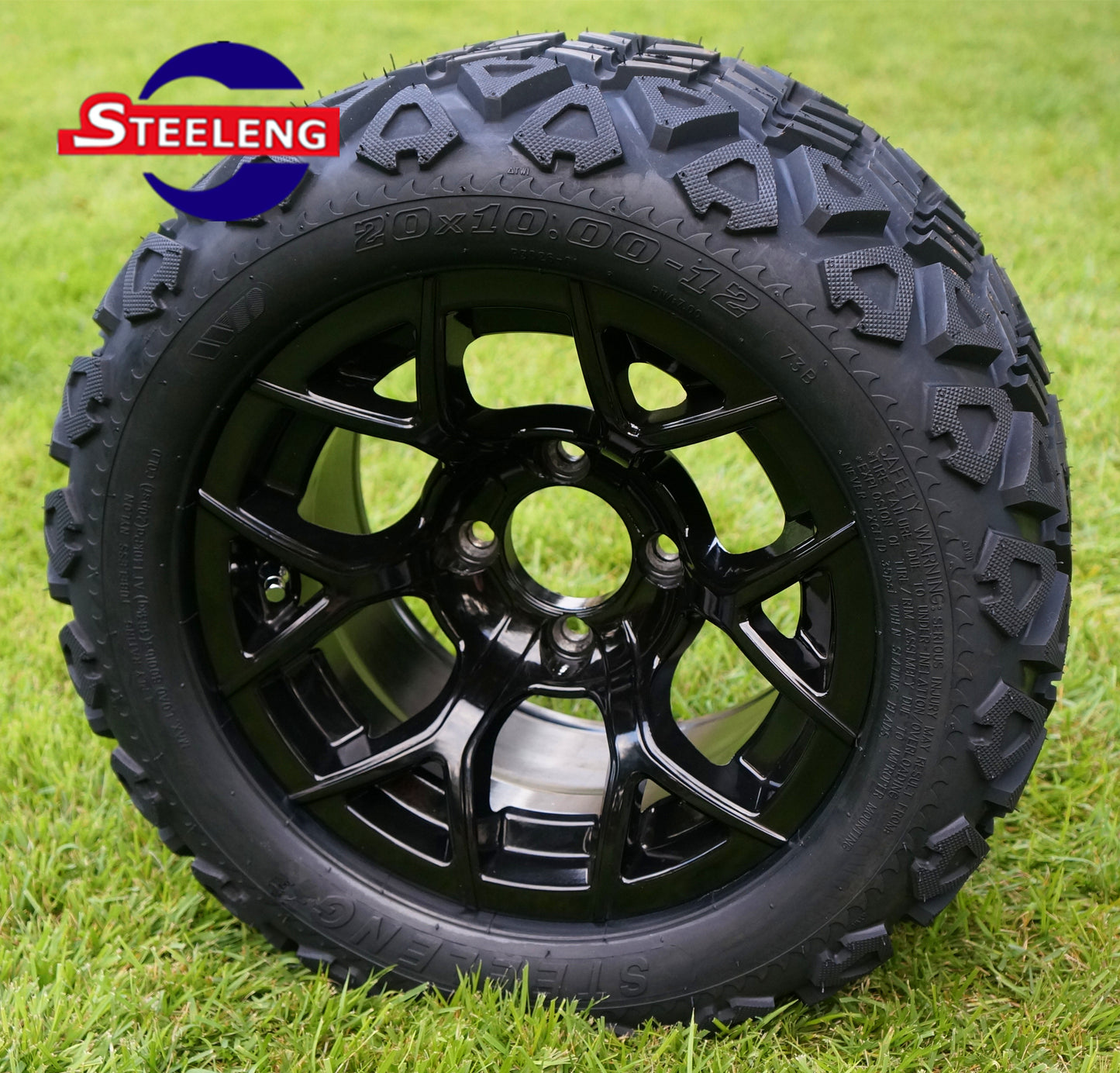 12"X7" BLACK 'RALLY' ALUMINUM ALLOY WHEELS / 20X10-12 ALL TERRAIN