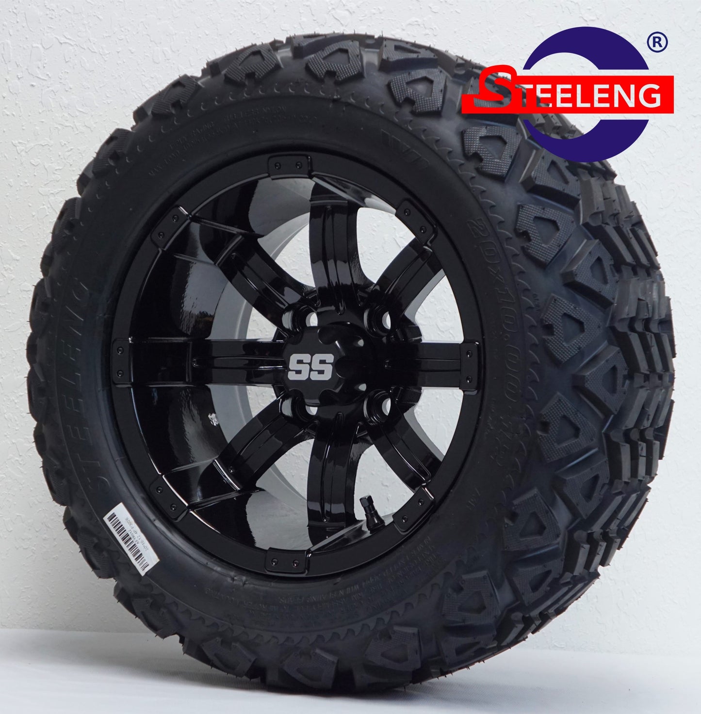 12"X7" BLACK 'TEMPEST' ALUMINUM ALLOY WHEELS / 20X10-12 ALL TERRAIN