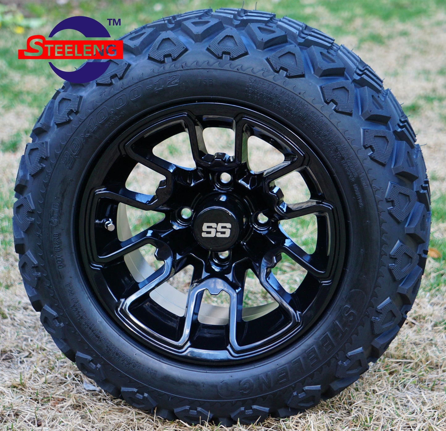 12"X7" BLACK 'LIZARD' ALUMINUM ALLOY WHEELS / 20X10-12 ALL-TERRAIN