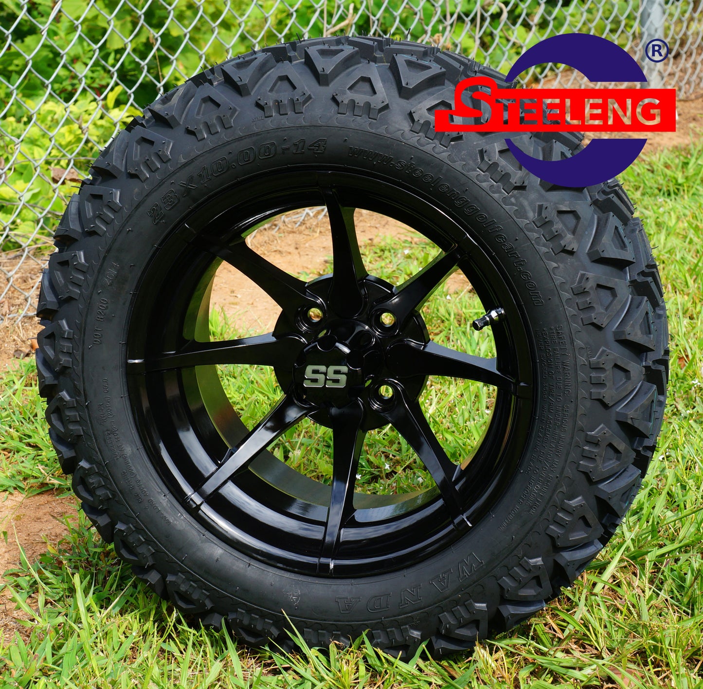 14"X7" BLACK 'HYDRA' ALUMINUM ALLOY WHEELS / 23x10x14 All Terrain Tire