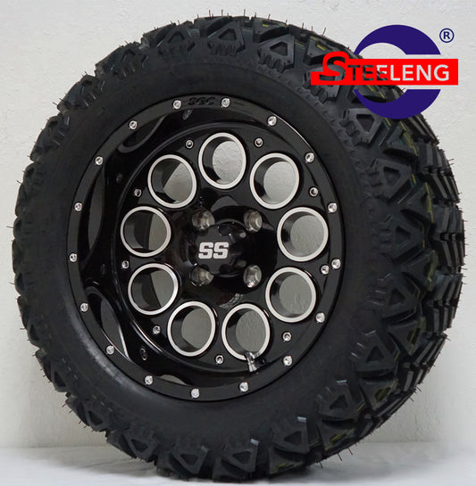 14"X7" BLACK 'PIONEER' ALUMINUM ALLOY WHEELS / 23X10X14 ALL TERRAIN TIRES