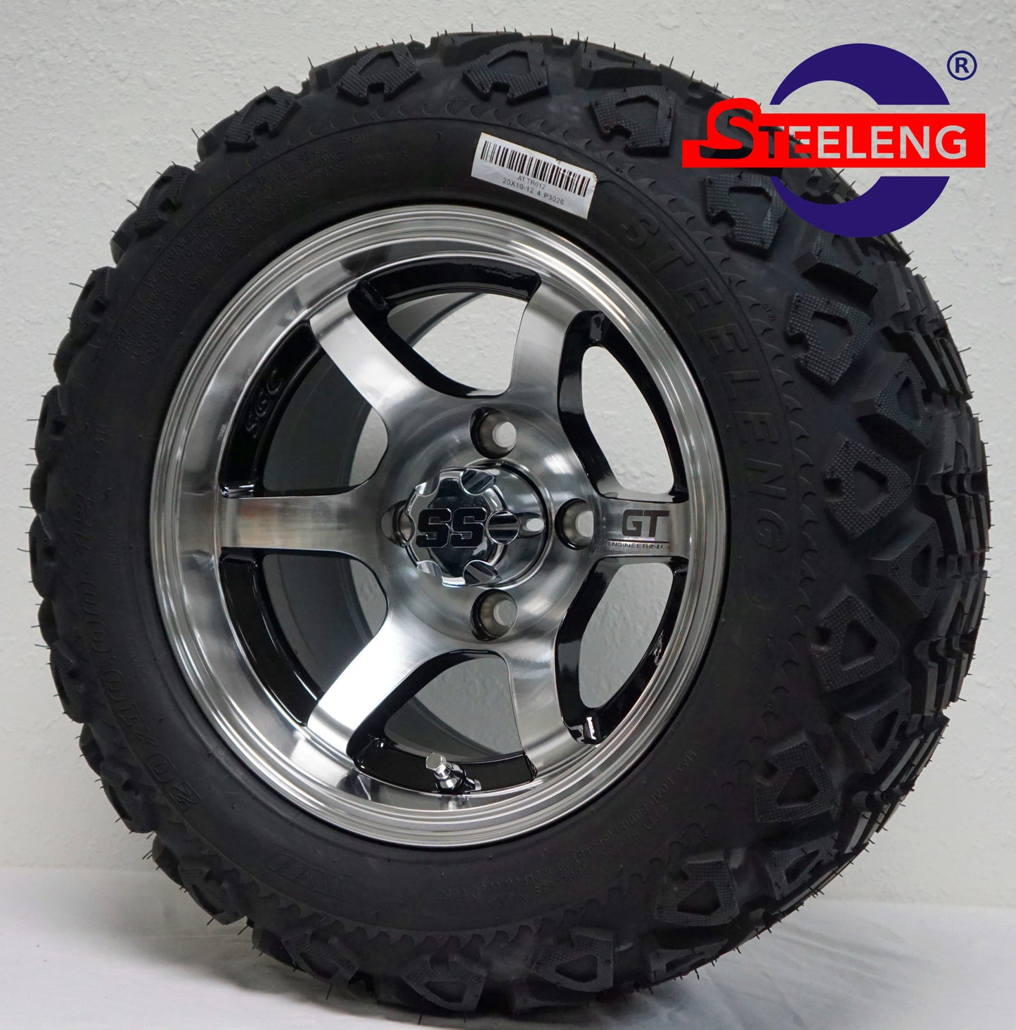 12"X7" MACHINED 'GT' ALUMINUM ALLOY WHEELS / 20X10-12 ALL TERRAIN