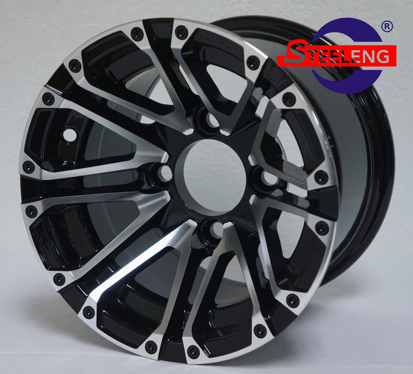 10"X7" MACHINED/BLACK 'LANCER' ALUMINUM ALLOY WHEELS / LOW PROFILE 205/50-10