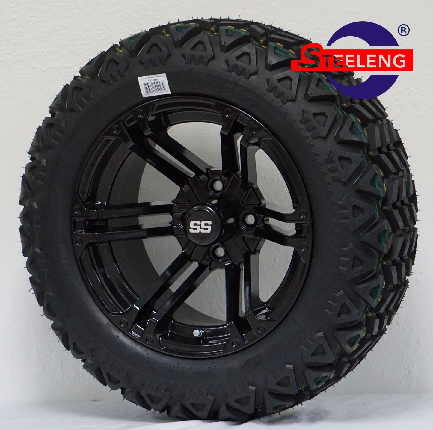 14"X7" BLACK 'TERMINATOR' ALUMINUM ALLOY WHEELS / 23X10X14 ALL TERRAIN TIRES