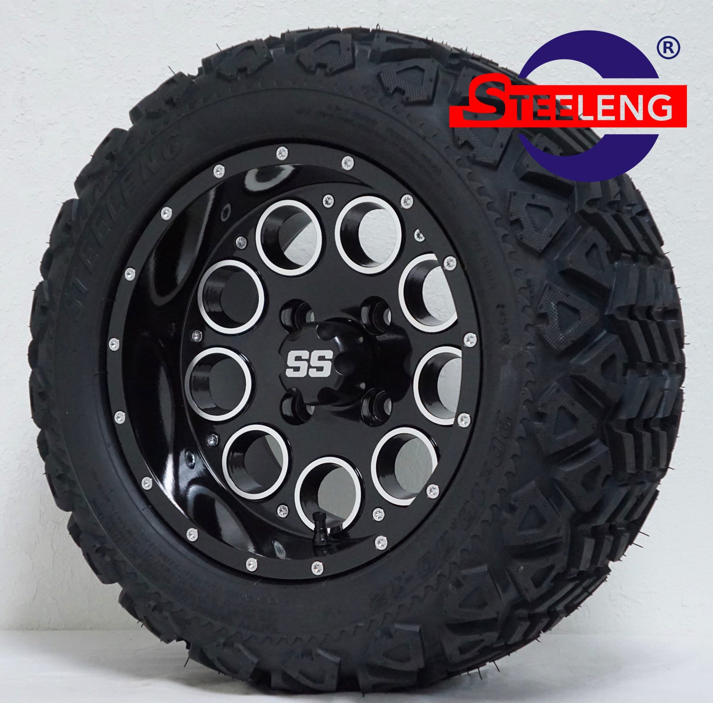 12"X7" BLACK 'PIONEER' ALUMINUM ALLOY WHEELS / 20X10-12 ALL TERRAIN