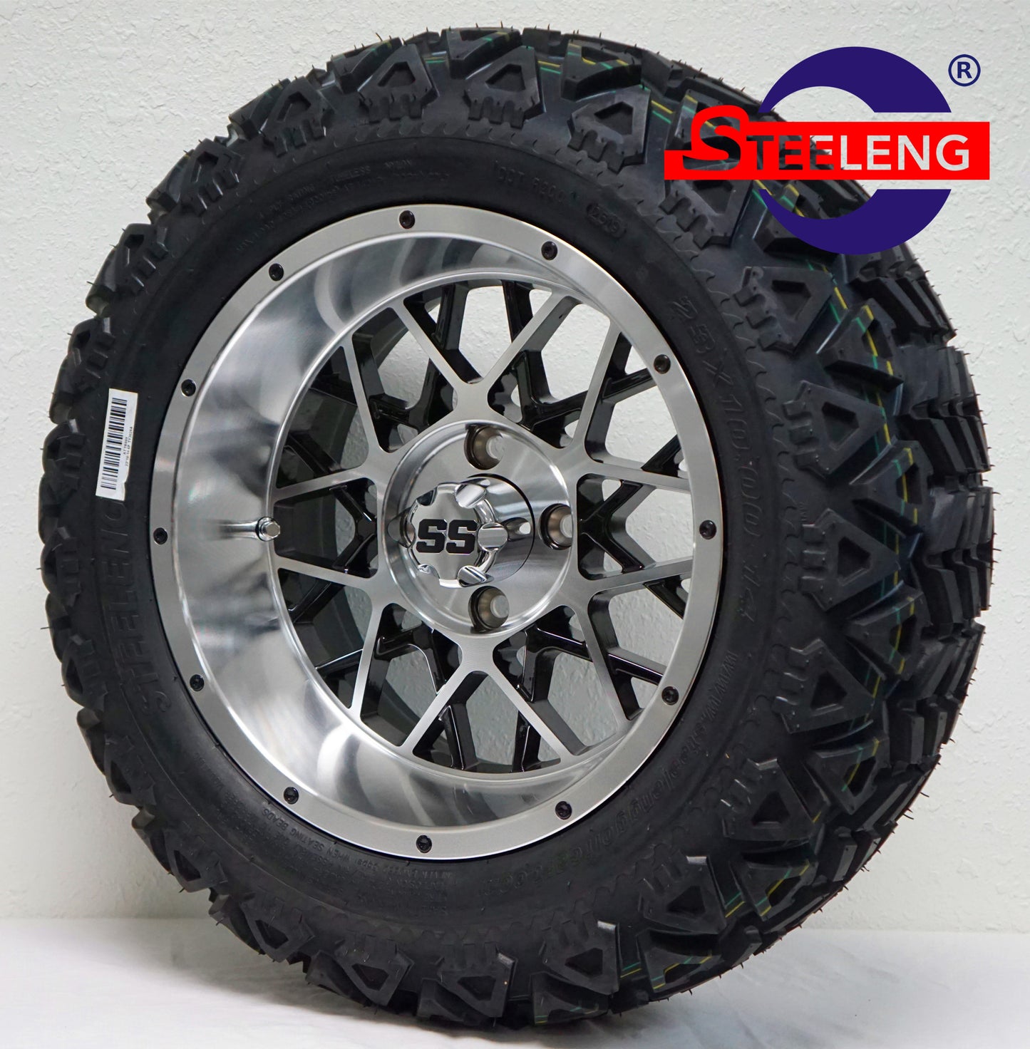 14"X7" MACHINED/BLACK 'VENOM' ALUMINUM ALLOY WHEELS / 23X10X14 ALL TERRAIN TIRE