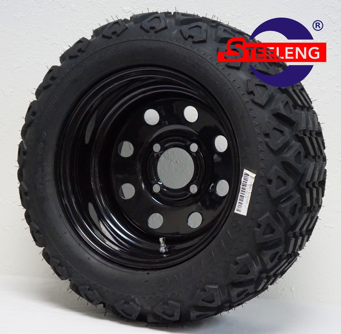 12"X7" BLACK STEEL WHEELS (8 HOLES) / 20X10-12 ALL TERRAIN