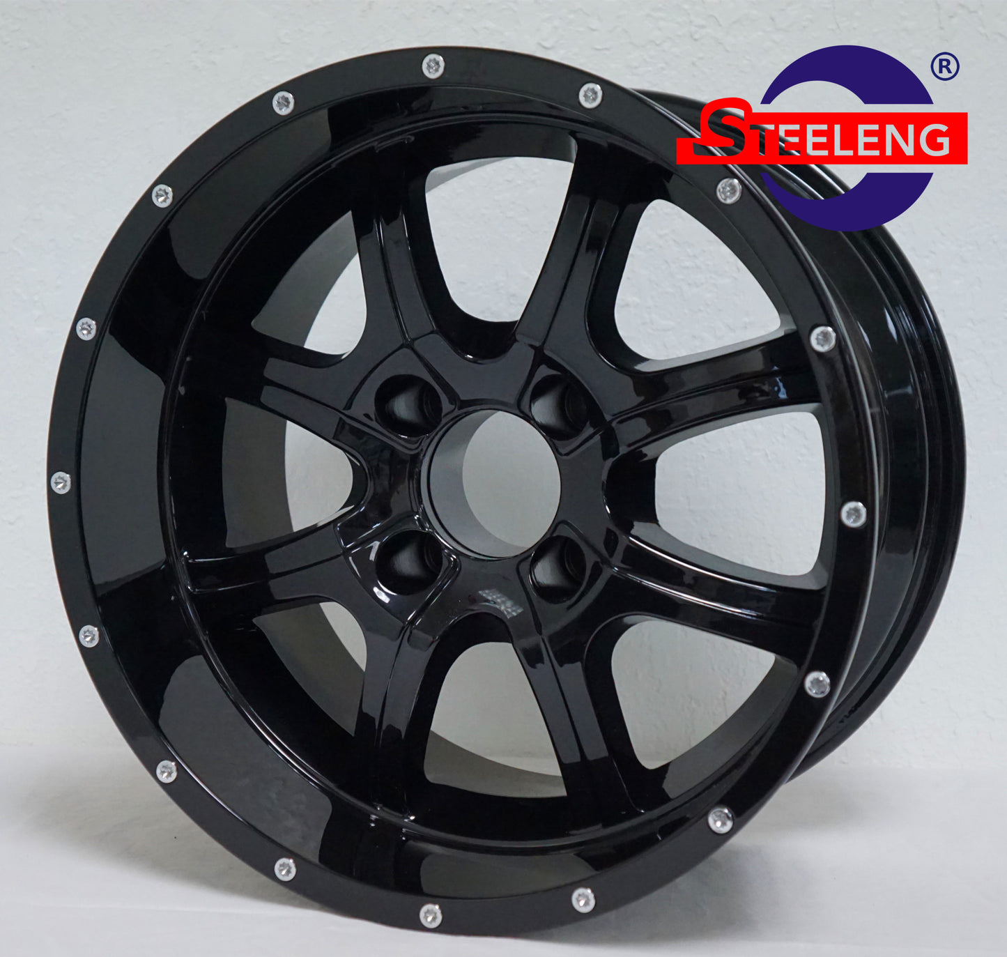 14"X7" BLACK 'NIGHT STALKER' ALUMINUM ALLOY WHEELS / 23X10X14 ALL TERRAIN TIRES