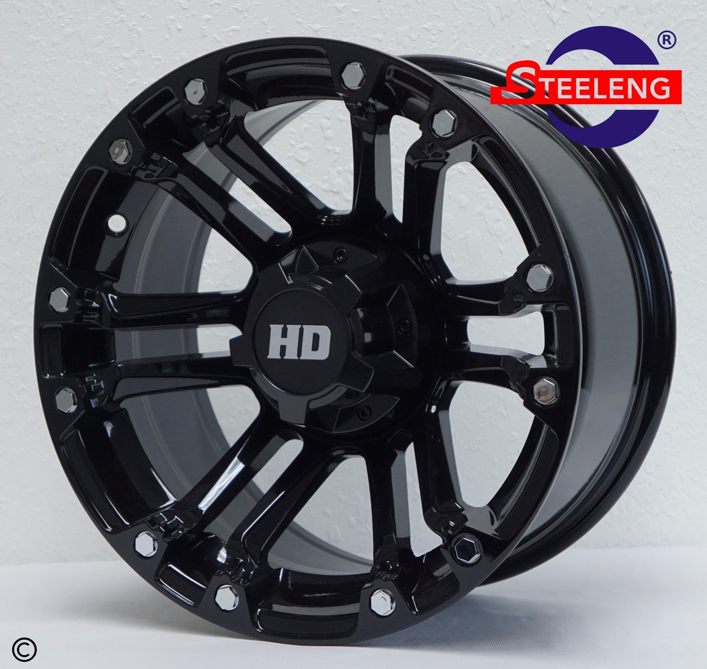 14"X7" BLACK 'RHINO' ALUMINUM ALLOY WHEELS / 23X10X14 ALL TERRAIN TIRE