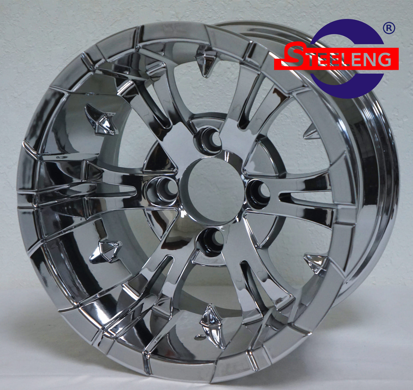 12"X7" CHROME 'VAMPIRE' ALUMINUM ALLOY WHEELS / 20X10-12 ALL TERRAIN