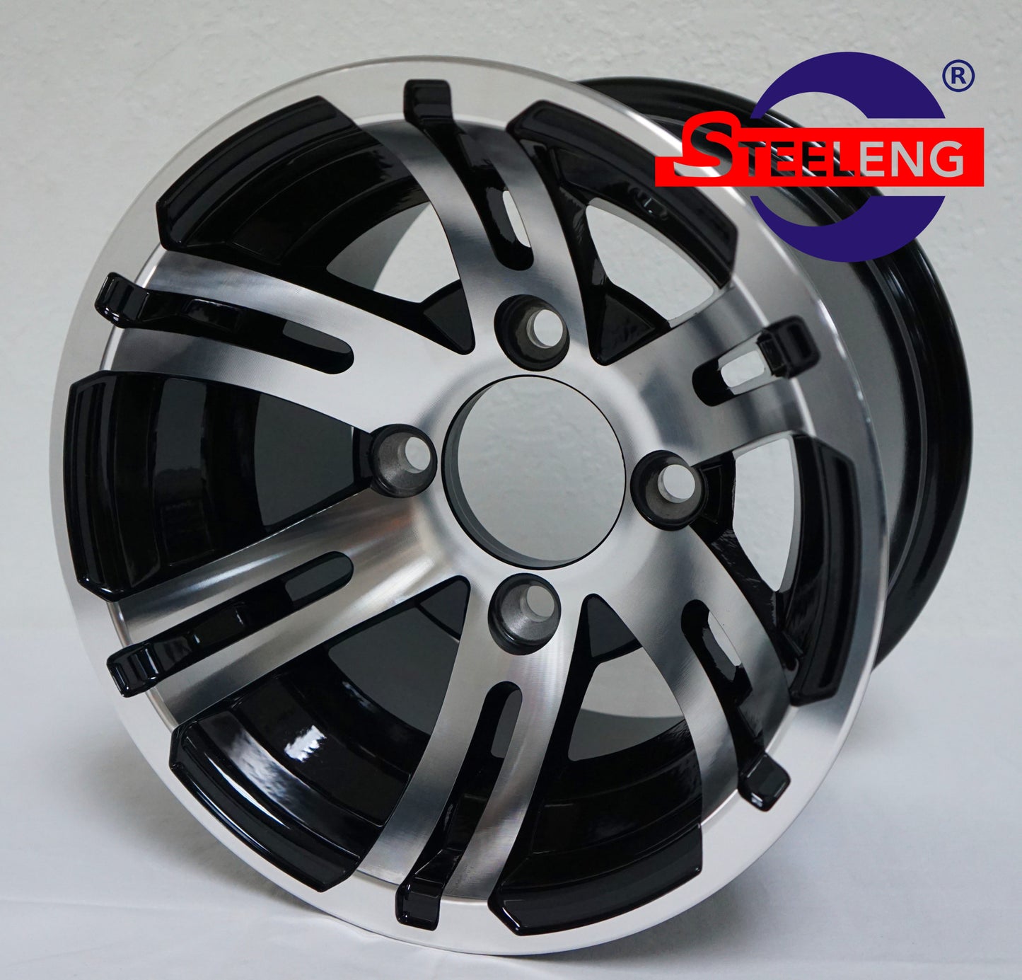 10"X7" MACHINED/BLACK 'BULLDOG' ALUMINUM ALLOY WHEELS / LOW PROFILE 205/50-10