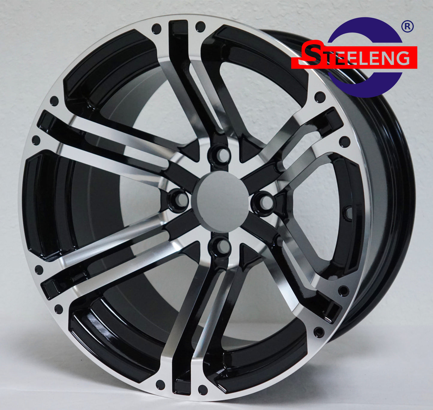 14"X7" MACHINED/BLACK 'TERMINATOR' ALUMINUM ALLOY WHEELS / 23X10X14 ALL TERRAIN TIRE