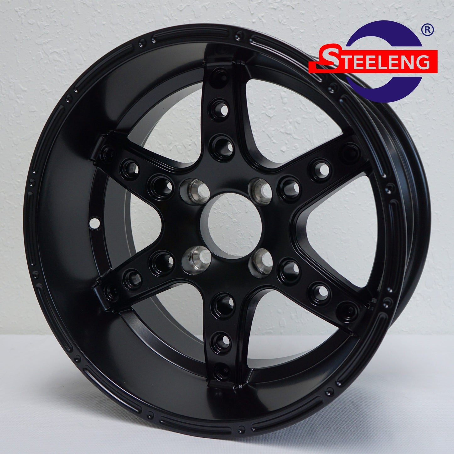 14"X7" MATT BLACK 'TURBINE' ALUMINUM ALLOY WHEELS / 23X0X14 ALL TERRAIN TIRE