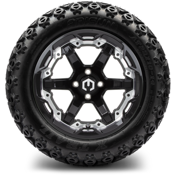 14" Gladiator Machine & Black Wheels and Off-Road Tires Combo MODZ