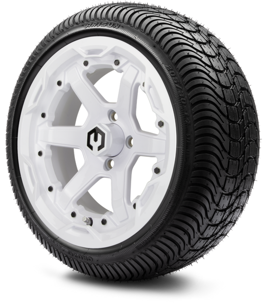 14" Gladiator Glossy White Wheels and Street Tires Combo MODZ