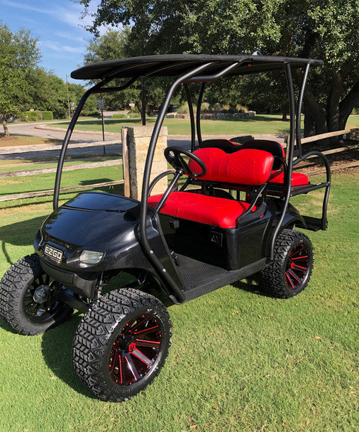 14" Mauler Glossy Black and Red with Ball Mill Wheels & Off-Road Tires Combo